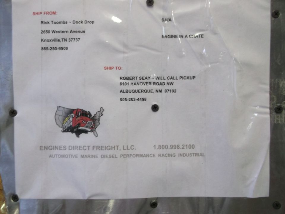 Shipping label with sender and receiver info, plus a truck logo