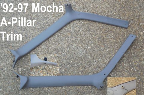 1983 Ford Bronco - Mocha A-pillar Covers Note minor damage to driver's front upper hole, and driver's lower hole is repaired.