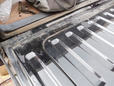 1983 Ford Bronco - One of several signs that the t/g weatherbelts are ruined is rain coming out of the access panel and soaking the rear carpet. This can be d…