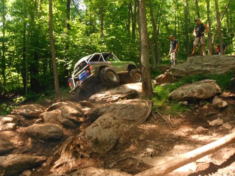 1988 Ford Bronco - This modified 1988 Ford Bronco navigates a rocky trail during an off-road excursion.
