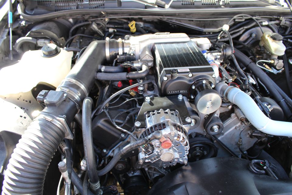 Kenne Bell supercharged engine with chrome alternator and intercooler