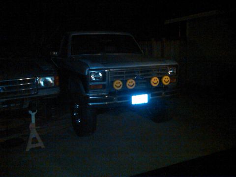 1986 Ford Bronco - This 1986 Ford Bronco is equipped with four distinctive smiley face auxiliary lights mounted on the front grille.
