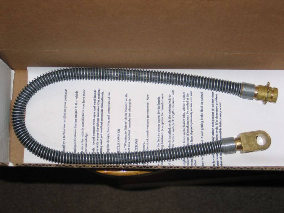 Flexible metal hose with brass fittings and instructions