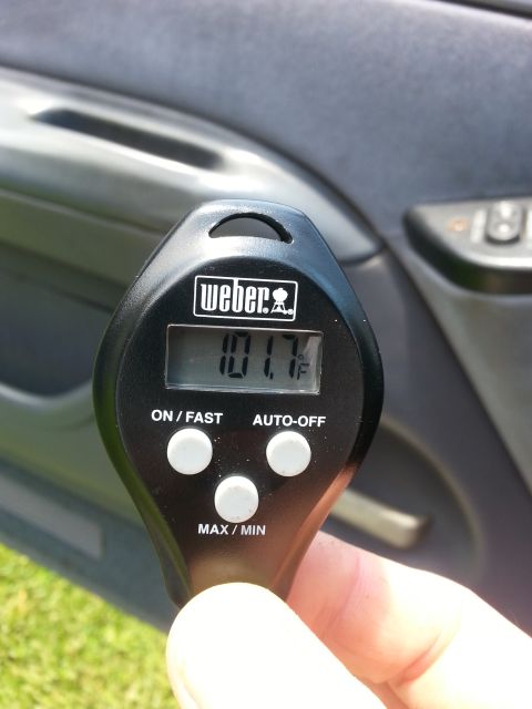 1992 Ford Bronco - Testing my A/C...it was over 101 yesterday. granted, that was in the sun..not sure what the heat index was. with the humidity, it was proba…