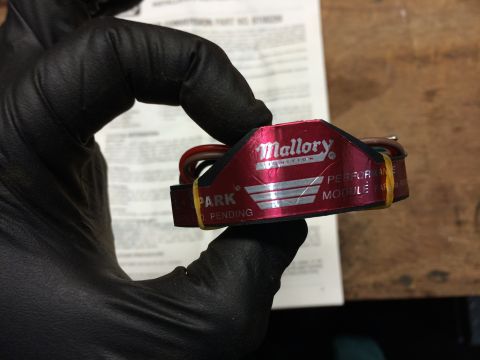 1973 Ford Torino - Mallory Ignition performance module with installation instructions visible in the background.