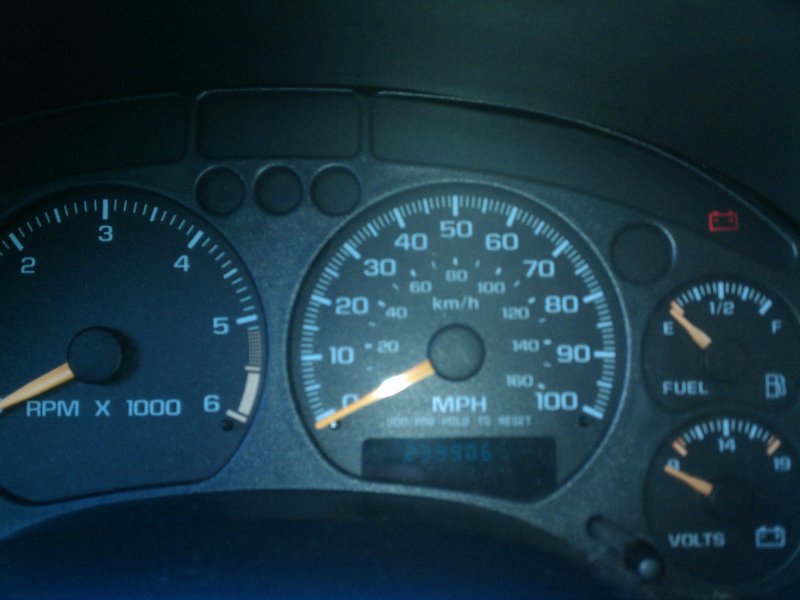 Dashboard gauges with tachometer, speedometer, fuel, and volts meters visible