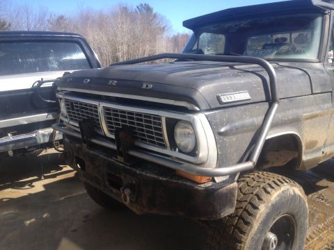 1970 Ford F-250 - Front view of a 1970 Ford F-250 pickup truck with a custom brush guard and bumper.