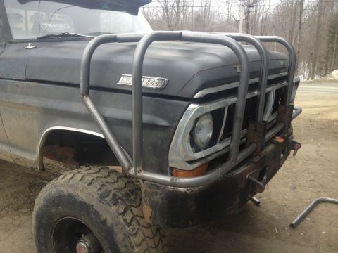 1970 Ford F-250 - This 1970 Ford F-250 features a custom brush guard and off-road tires, its front-end design.