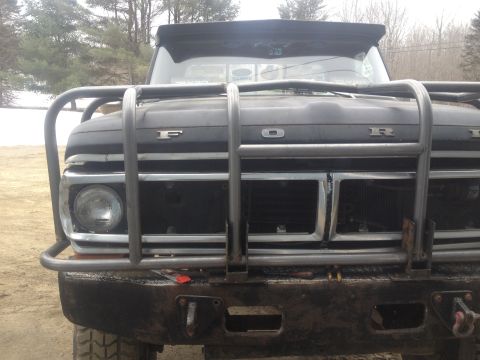 1970 Ford F-250 - Front view of a black 1970 Ford F-250 pickup truck equipped with a heavy-duty bull bar.