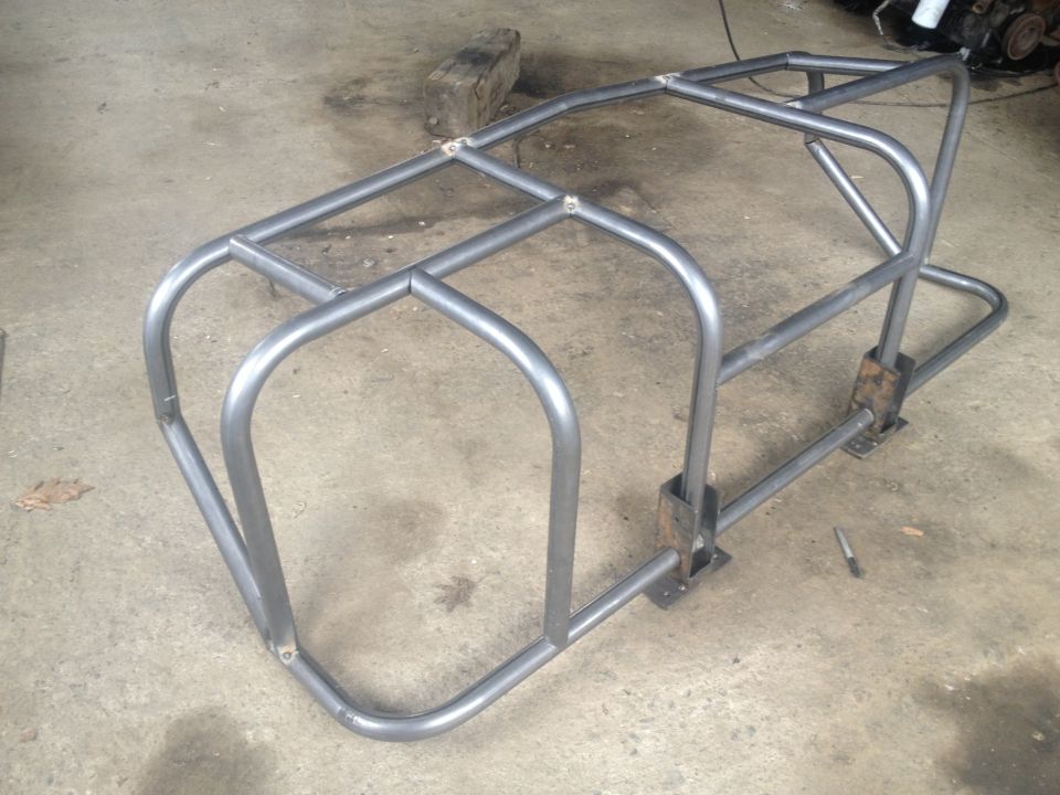 custom metal roll cage frame on concrete floor
