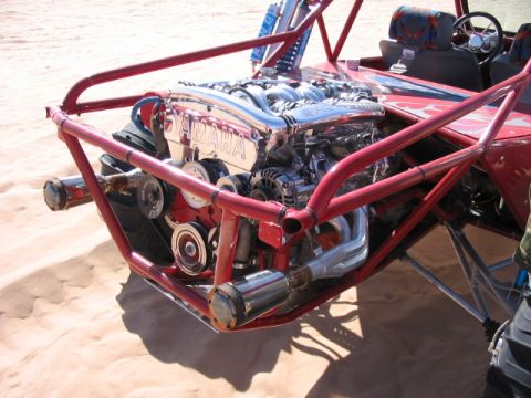 1993 Ford Taurus - Custom sand rail features a prominent Yamaha engine and red tubular frame.