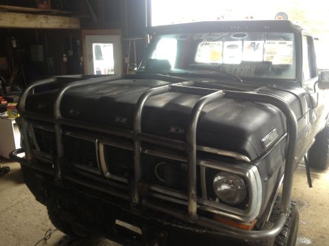 1970 Ford F-250 - This 1970 Ford F-250 is equipped with a heavy-duty bull bar on the front end.