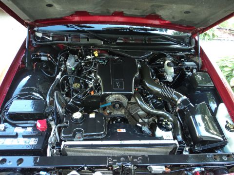 2004 Mercury Grand Marquis - The engine bay of a 2004 Mercury Grand Marquis is clean and well-maintained, with the hood open.