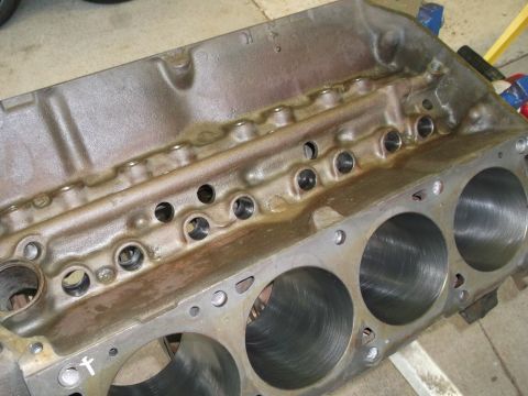1963 Ford Galaxie - Close-up view of an engine block, showing internal components and casting details.