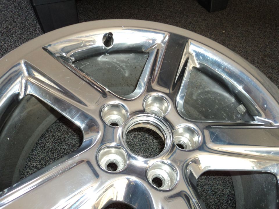 Chrome wheel with five lug nut holes