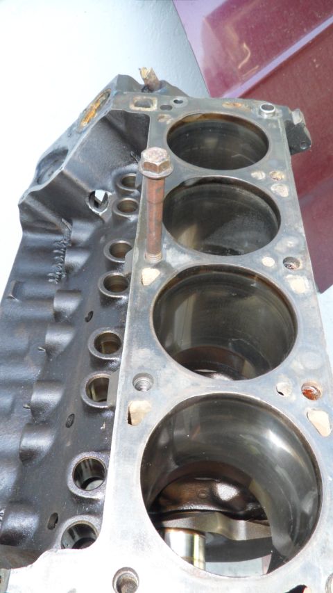 1972 Ford Ranchero - This is a close-up view of an engine block, showing the cylinder bores and some of the internal components.