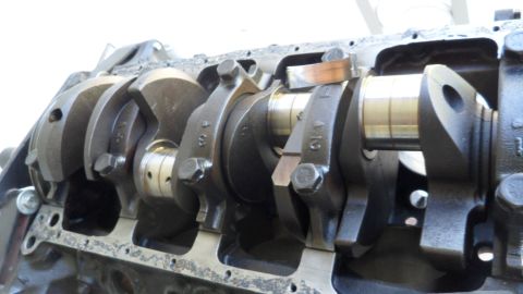 1972 Ford Ranchero - Close-up view of an engine's crankshaft and connecting rods.