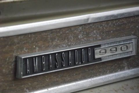 1964 AMC Javelin - Close-up of an AMBASSADOR 990 badge, indicating it is not a 1964 AMC Javelin.