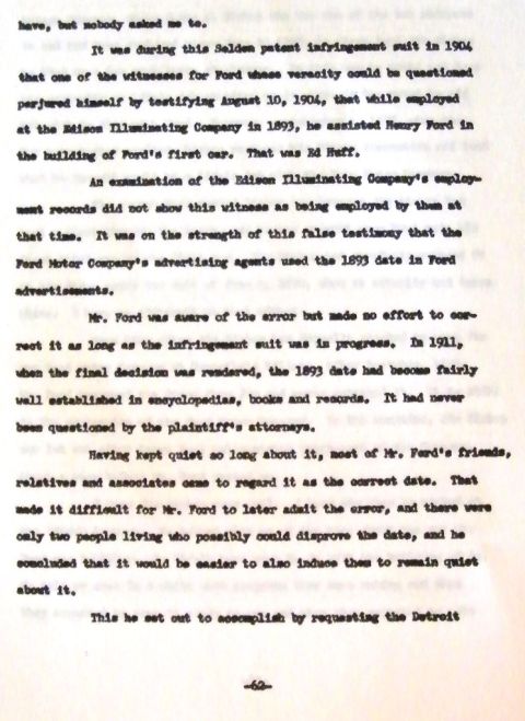 1909 Ford Model T - This document contains text discussing historical claims about Ford vehicles and a Supermotors logo.