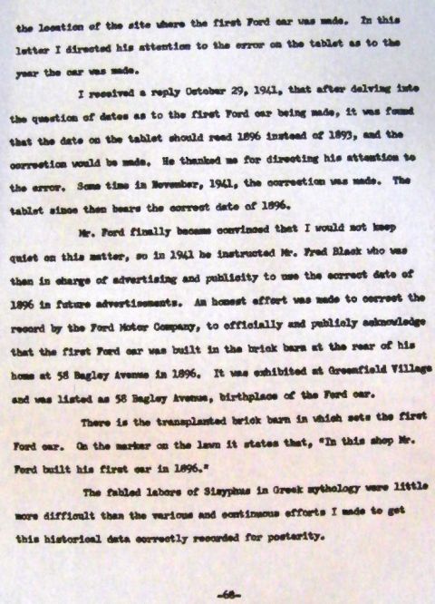 1909 Ford Model T - This document details a historical correction regarding the first Ford car's manufacturing date.