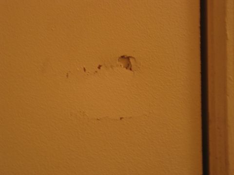 1995 Ford Bronco - The wall has a noticeable gouge and some areas where the paint is flaking off.