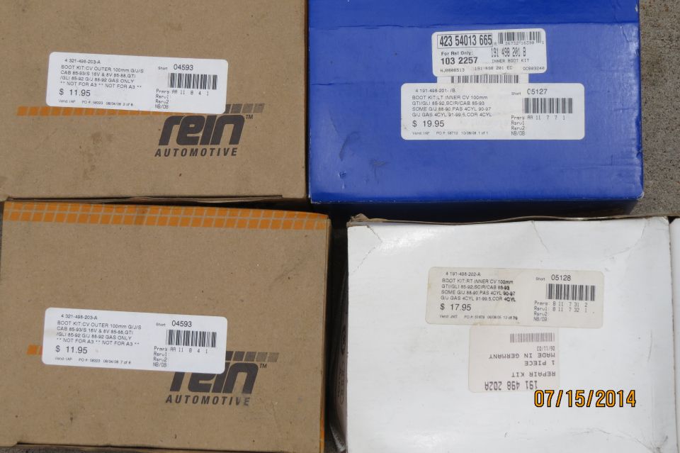 Four boxes of automotive CV boot kits, two Rein Automotive and two with other labels