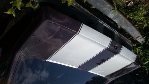 1991 Ford LTD Crown Victoria - The rear of a 1991 Ford Crown Victoria LTD shows its distinctive racing stripe pattern.