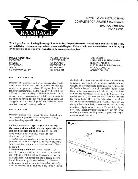 1995 Ford Bronco - Bronco Grave Yard Soft top installation manual
