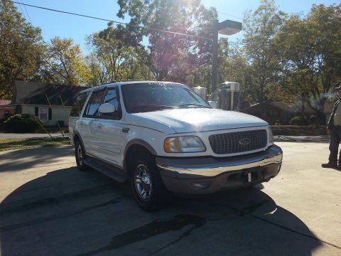 2002 Ford Expedition - A white 2002 Ford Expedition SUV is parked in front of a building on a sunny day.
