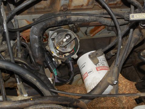 1983 Ford Bronco - Since I set it to #1TDC & marked the rotor & block (note the orange line below the PIP connector) before removal, it was easy to get it bac…