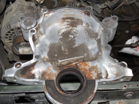 1975 Ford Bronco - I had forgotten that the original water pump had broken through the timing cover during that truck's wreck, and that we had it welded up du…
