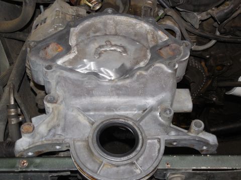 1975 Ford Bronco - I had forgotten that the original water pump had broken through the timing cover during that truck's wreck, and that we had it welded up du…