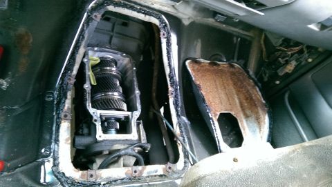 1996 Ford F-150 - View of the transmission gears with the housing removed, showing internal components.