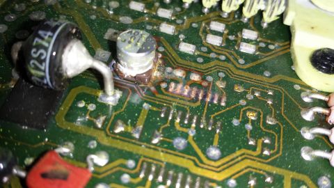 1992 Ford Bronco - This circuit board shows signs of significant heat damage, particularly around the diode and capacitor.