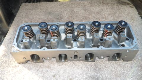 1972 Ford Ranchero - Aluminum V8 engine cylinder head with valve springs installed, ready for assembly.