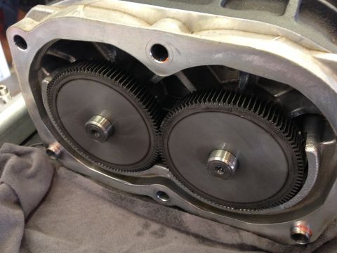 2010 Dodge Challenger - The internal gears of a supercharger are visible, suggesting a repair or inspection.