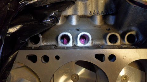 1972 Ford Ranchero - This is a close-up view of an engine's cylinder head, showing the intake or exhaust ports.