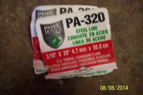 1978 Ford Bronco - Packaging for steel line conduit, part number PA-320, with dimensions and specifications listed.
