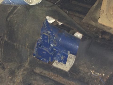 1964 Ford Fairlane - Access panel for the transmission tunnel, showing a blue painted component.