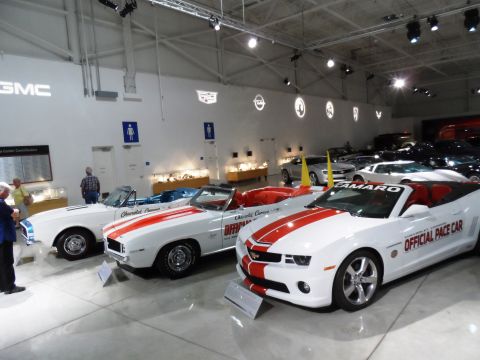 1971 Ford Ranchero - Several Chevrolet Camaros are on display at a museum, including pace car editions.