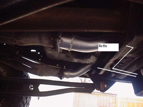1988 Ford Bronco - Underside view of a vehicle's exhaust system, with a section highlighted and labeled 'like this'.