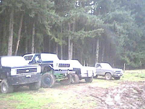 1978 Ford Bronco - Dads 80 Blazer with 15" of lift & 39.5" tires, my Bronco , my sisters 72 Dodge W-150 with 4" of lift & 35" tires, & my brothers 85 Ranger 4…