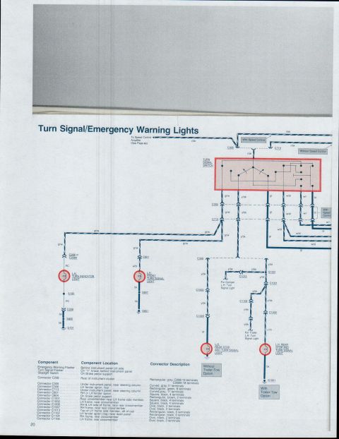 1979 Ford Bronco - This diagram details the electrical routing for turn signal and emergency warning lights, including component locations and connector descr…