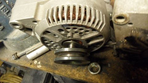 1972 Ford Ranchero - Alternator with a double-groove pulley, possibly for a vehicle.