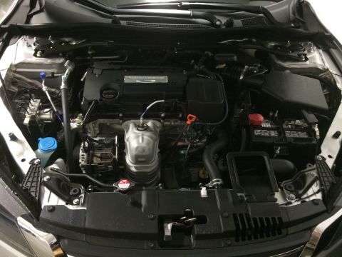 2014 Honda Accord - The engine bay of a silver car, identified as a 2013 model year, is shown from a top-down perspective.