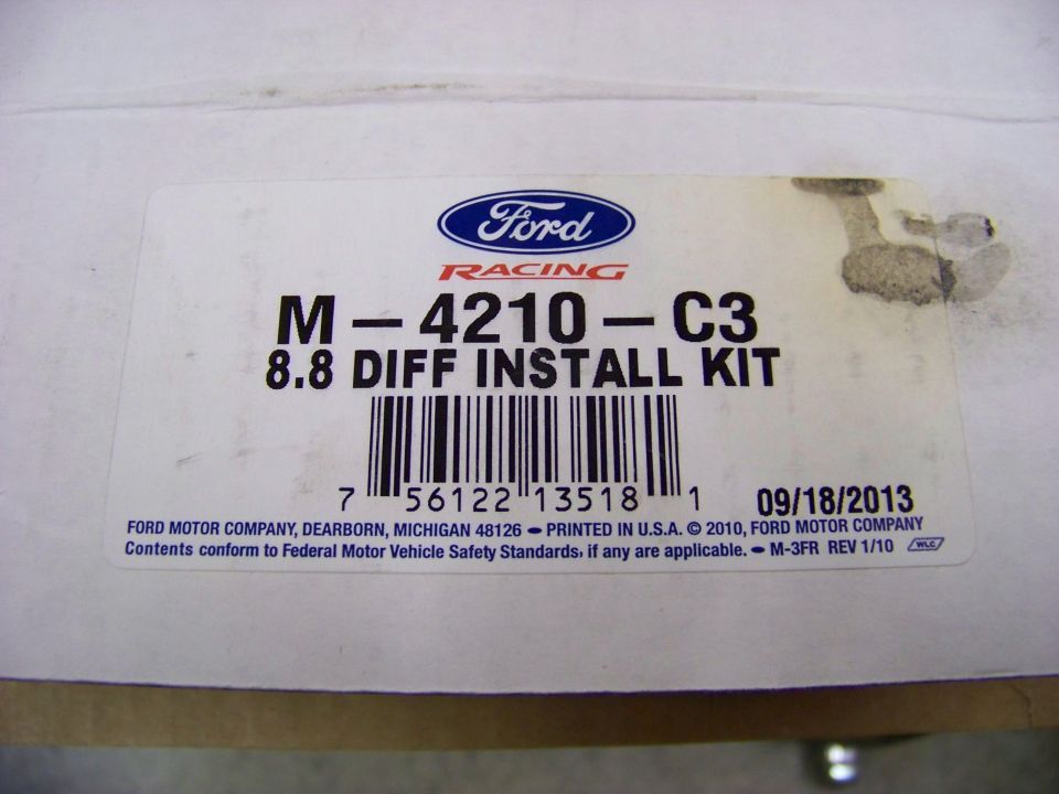 Ford Racing M-4210-C3 8.8 Diff Install Kit label with barcode and date 09/18/2013