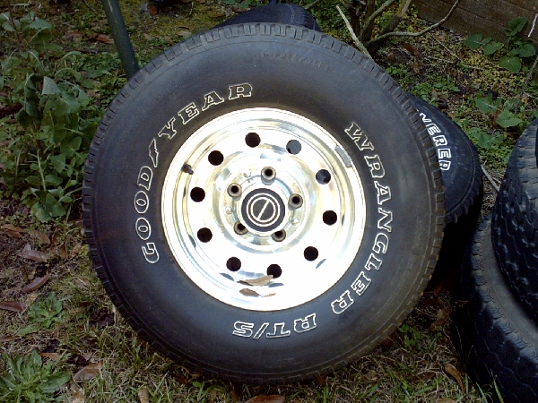 Goodyear Wrangler RT/S tire on a chrome 5-lug wheel