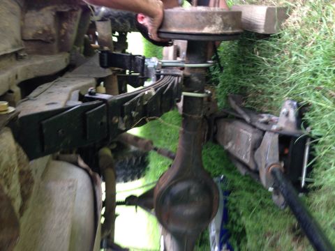 1979 Ford Bronco - Close-up of the rear axle and suspension components on a 1979 Ford Bronco.
