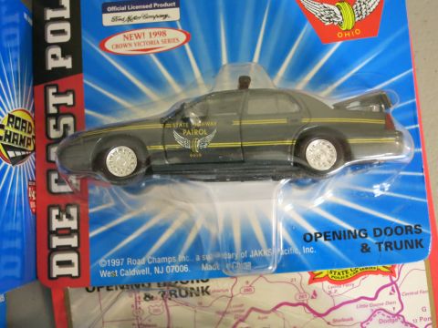 1991 Ford LTD Crown Victoria - This is a die-cast toy police car, part of the 1998 Crown Victoria Series, 'State Highway Patrol Ohio' markings.