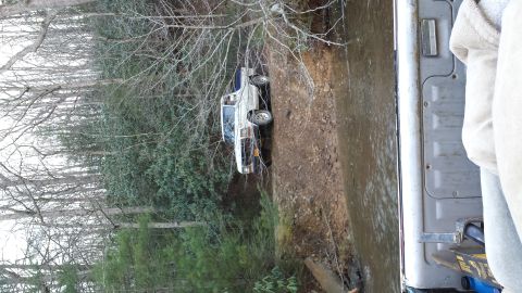 1979 Ford Bronco - 1979 Ford Bronco navigating a muddy trail through trees.